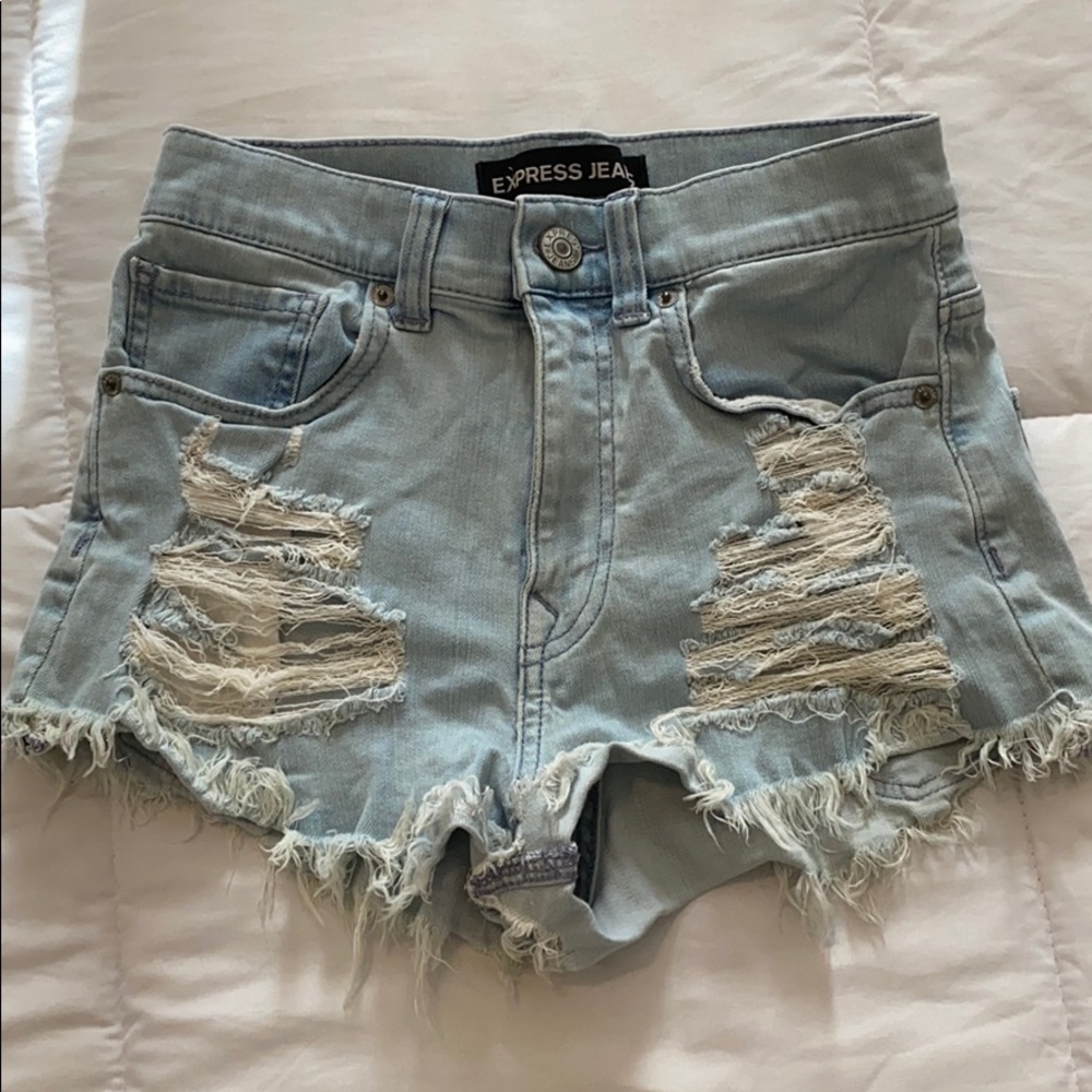Express High Rise Distressed Shorts